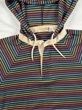 Vintage Lightning Bolt Striped Surf Hoodie Men's L